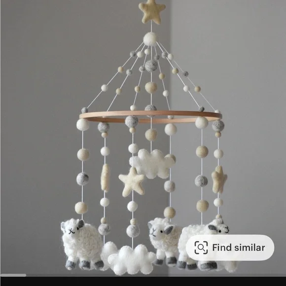 Wool Felt Sheep Baby Mobile - Picture 4 of 9